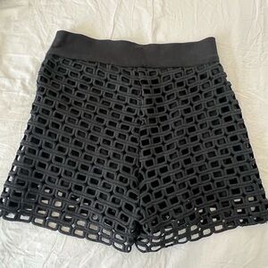 Maje Black High Waist Mesh Shorts
